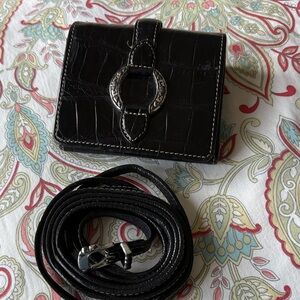 Brighton Black Embossed Wallet with Belt